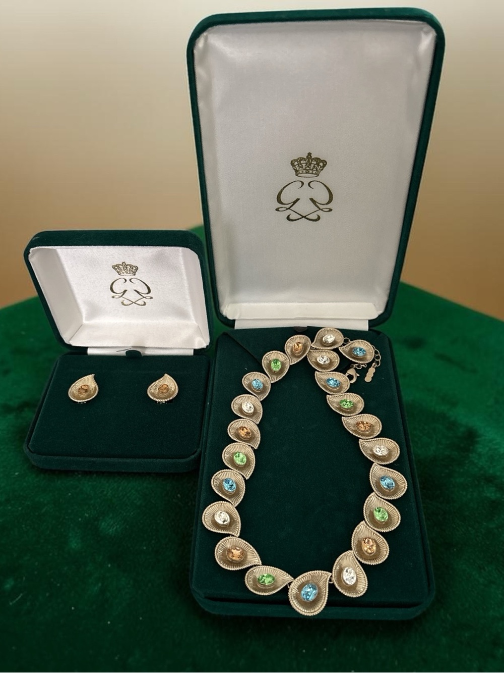 NWT Clarion Pell Princess Grace Kelly Dew Drops Necklace Earrings Set QVC 2018